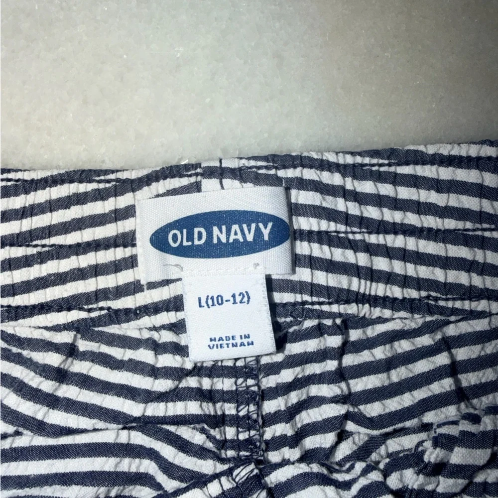 Old Navy Navy and White Striped Shorts with Drawstring